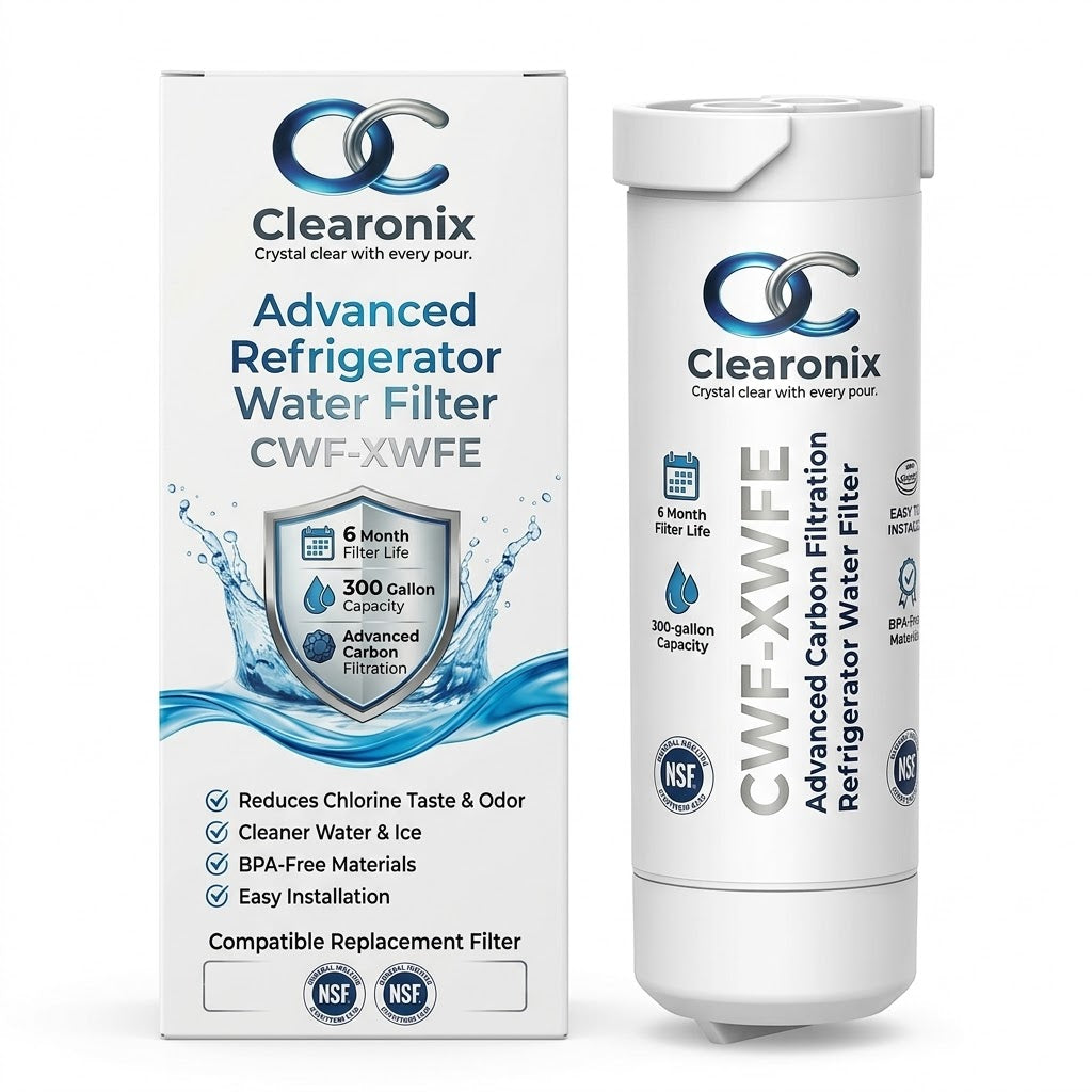 Clearonix CWF-XWFE Refrigerator Water Filter Replacement Compatible with GE XWFE, XWF, XWF3PK, XWFAP