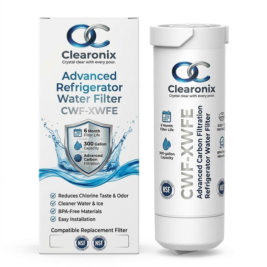 Clearonix CWF-XWFE Refrigerator Water Filter Replacement Compatible with GE XWFE, XWF, XWF3PK, XWFAP