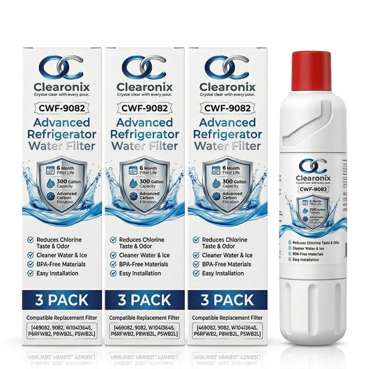 Clearonix CWF9082A Water Filter Replacement Compatible with Kenmore 9082, 469082, EDR2RXD1, W10413645A, Whirlpool Filter 2, EveryDrop Filter 2 | Premium Refrigerator Water & Ice Filter | 3 Pack
