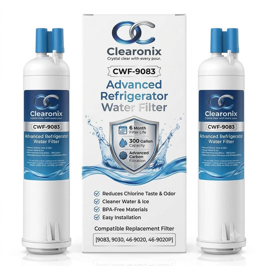Clearonix CWF9083A Water Filter Replacement Compatible with Kenmore 9083, 469083, 9030, 46-9030, 9020 | Premium Carbon Filtration for Cleaner Water & Ice | 2 Pack
