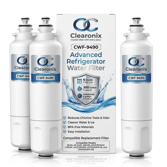 Clearonix CWF9490A Water Filter Replacement Compatible with Kenmore 9490, LG LT800P, ADQ73613402, ADQ73613401, ADQ73613408 | Premium Carbon Filtration for Cleaner Water & Ice | 3 Pack