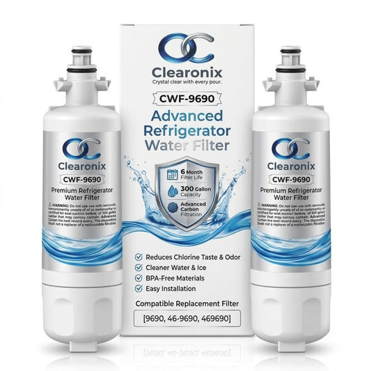 Clearonix CWF-9690 Refrigerator Water Filter Replacement Compatible with Kenmore 9690, 46-9690, LG LT700P, ADQ36006101 – 2 Pack