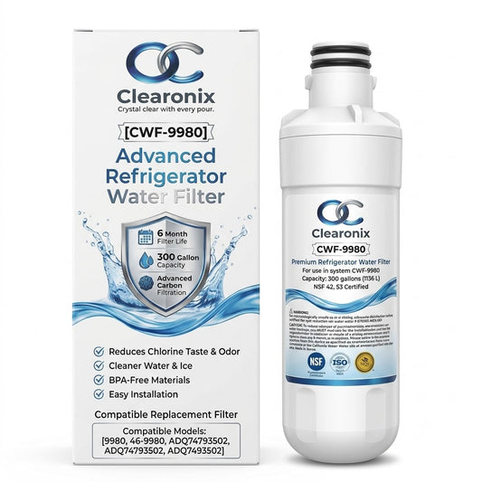 Clearonix CWF-9980 Refrigerator Water Filter Replacement Compatible with Kenmore 9980, 46-9980, LG LT1000P, ADQ74793501