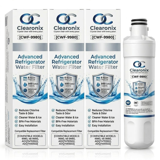Clearonix CWF-9980 Refrigerator Water Filter Replacement Compatible with Kenmore 9980, 46-9980, LG LT1000P, ADQ74793501 – 3 Pack