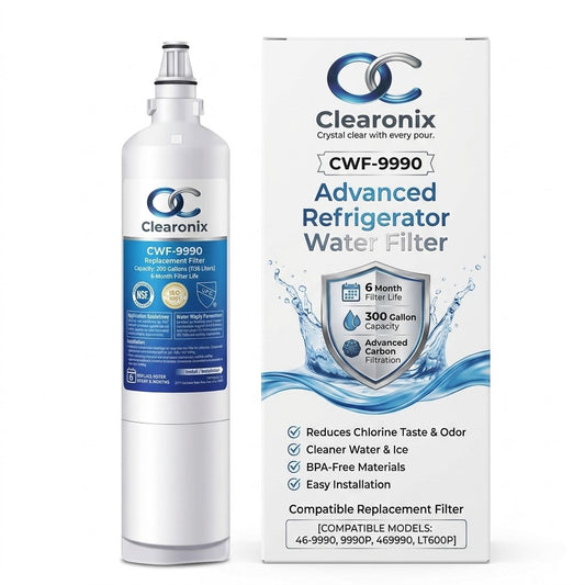 Clearonix CWF-9990 Refrigerator Water Filter Replacement Compatible with Kenmore 9990, 46-9990, LG LT600P, 5231JA2005A