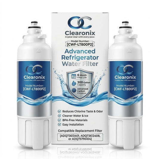 Clearonix CWF-LT800P2 Refrigerator Water Filter Replacement Compatible with LG LT800P, ADQ73613401, ADQ73613402, ADQ73613408 – Pack of 2