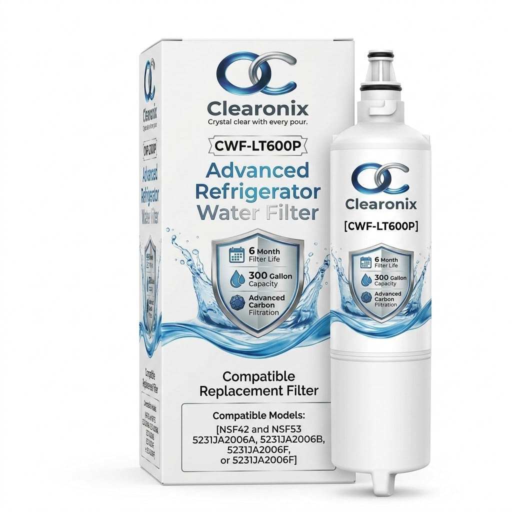 Clearonix CWF-LT600P Refrigerator Water Filter Replacement Compatible with LG LT600P, 5231JA2005A, 5231JA2006A, 46-9990