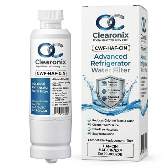 Clearonix CWF-HAF-CIN Refrigerator Water Filter Replacement Compatible with Samsung HAF-CIN/EXP, DA29-00020B, DA29-00020A