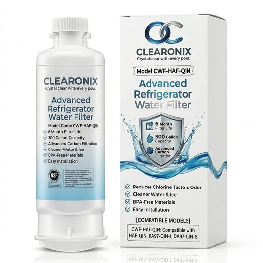 Clearonix CWF-HAF-QIN Refrigerator Water Filter Replacement Compatible with Samsung HAF-QIN/EXP, DA97-17376B, DA97-08006A-B